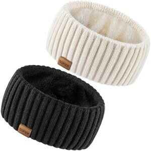 Sofier Winter Headbands for Women 2 Packs Knit Ear Muffs With Thick Fleece